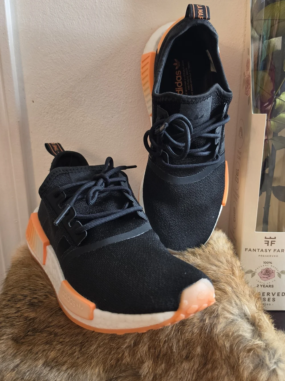 Adidas Womens NMD Runner Sneakers in Black and Orange